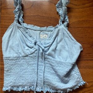 SO Sky Blue Ruffled Camisole Top